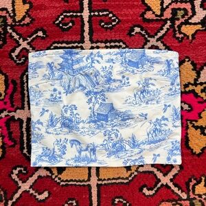 Blue and White Chinoiserie Toile Print Tube Top